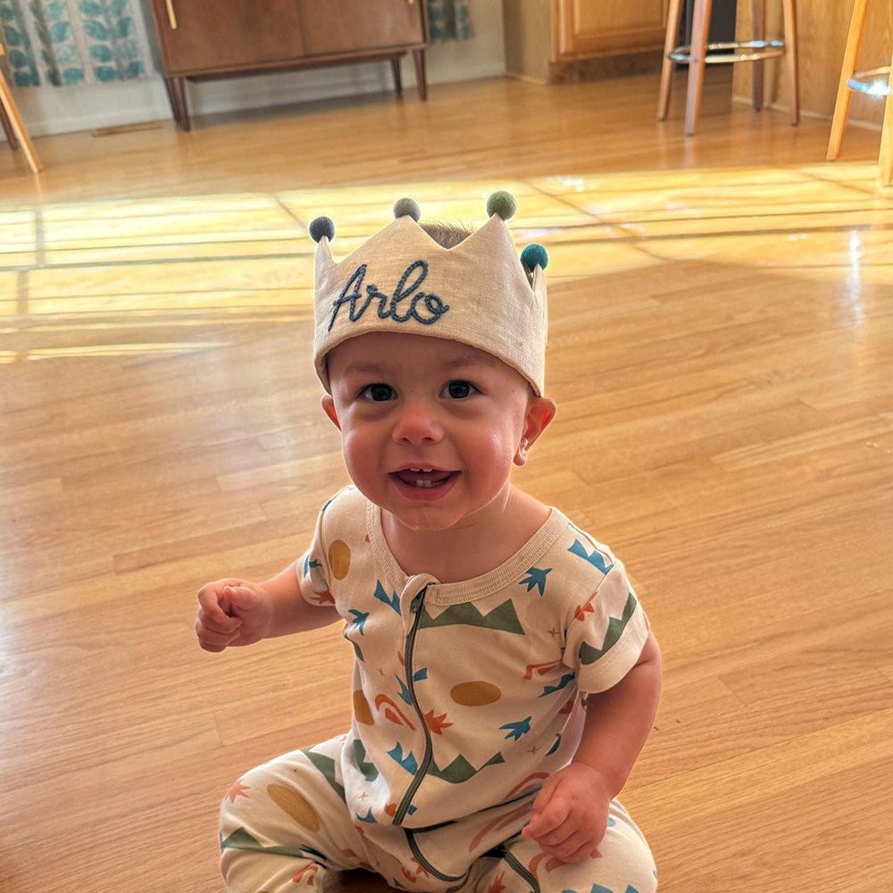 Personalized Hand Embroidered Baby Birthday Party Crown | CWBaby321