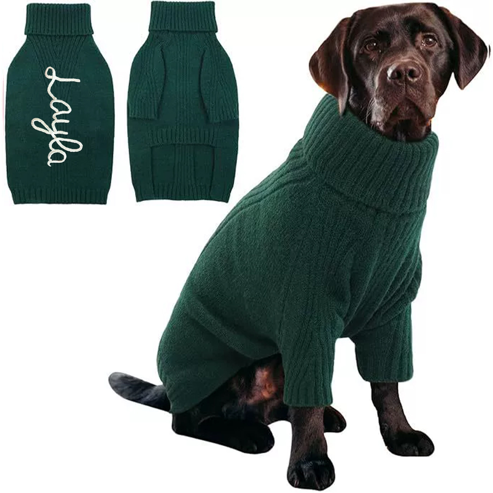 Personalized Hand Embroidery Pets Christmas Knit Sweater | BKPet235