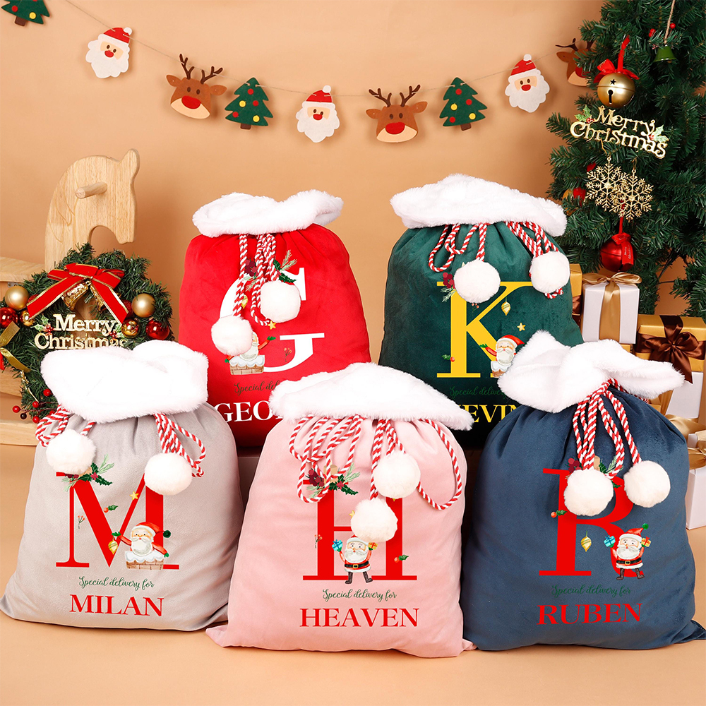 Personalized Christmas Velvet Santa Sack for Gifts | MCGift186