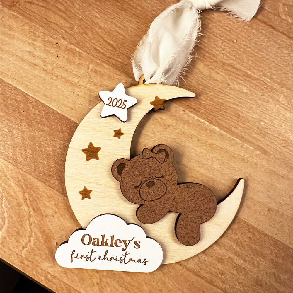 Personalized Baby First Christmas Lovely Moon Bear Ornament | MCGift190