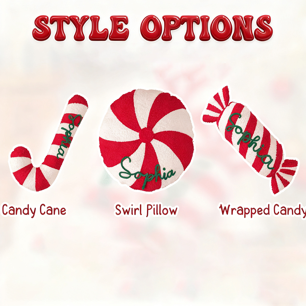 Personalized Hand Embroidery Christmas Candy Pillows | MCGift196