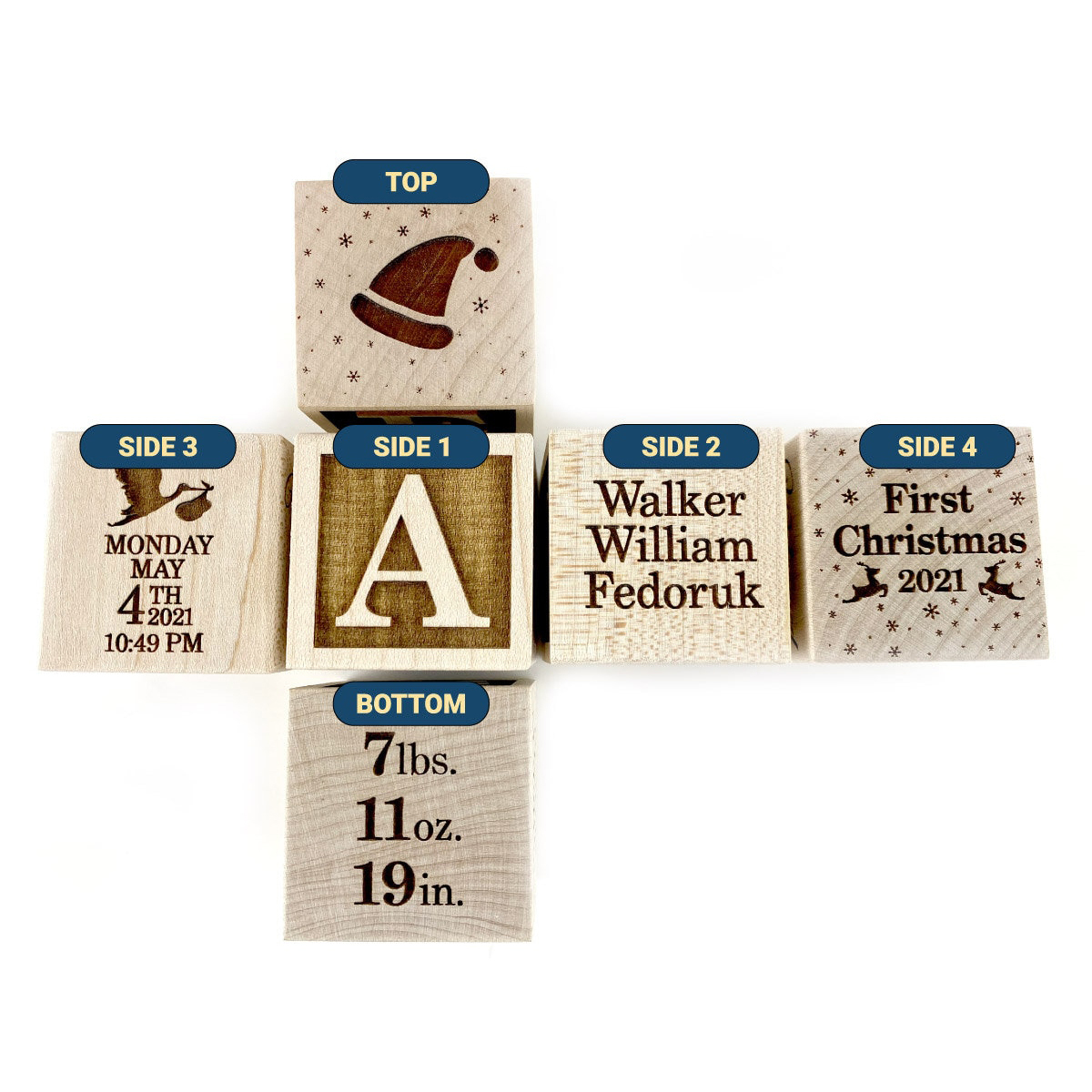Personalized Wooden Baby First Christmas Block Ornament | MCGift200