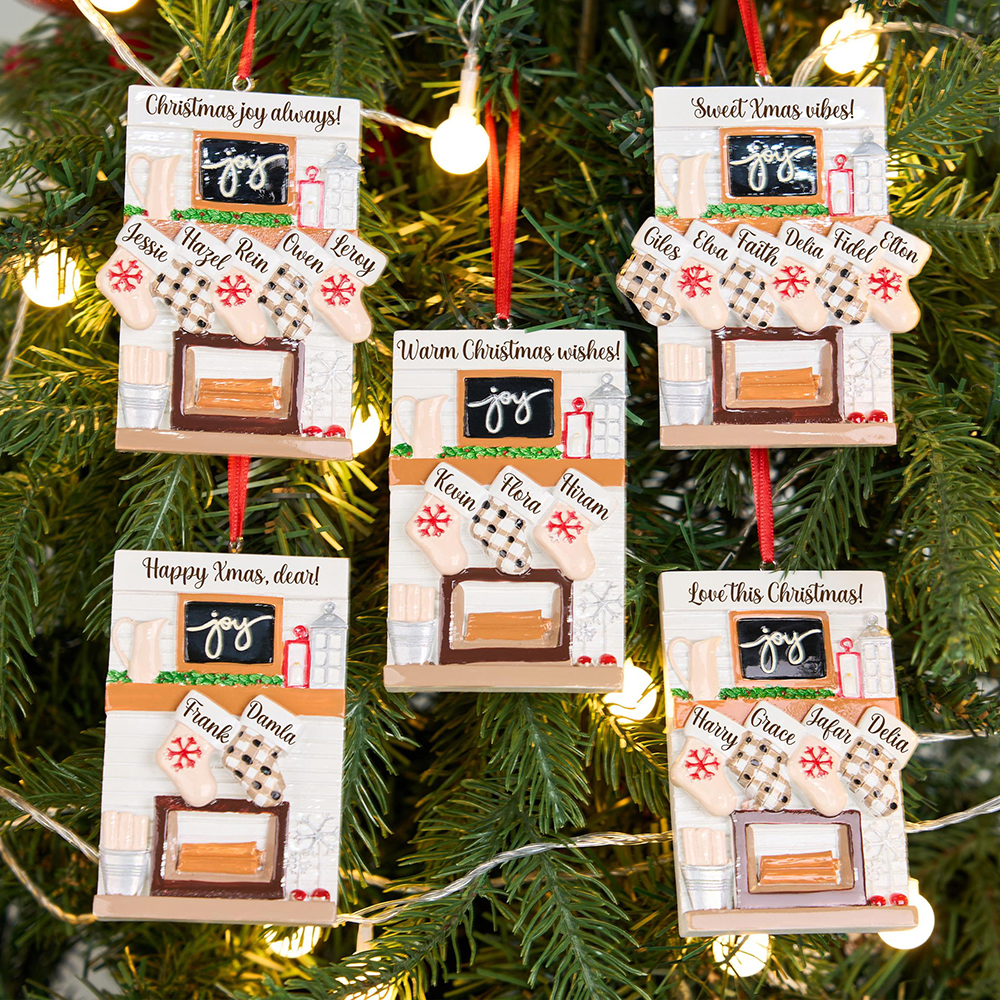 Personalised Fireplace Family Christmas Ornament | MCGift201