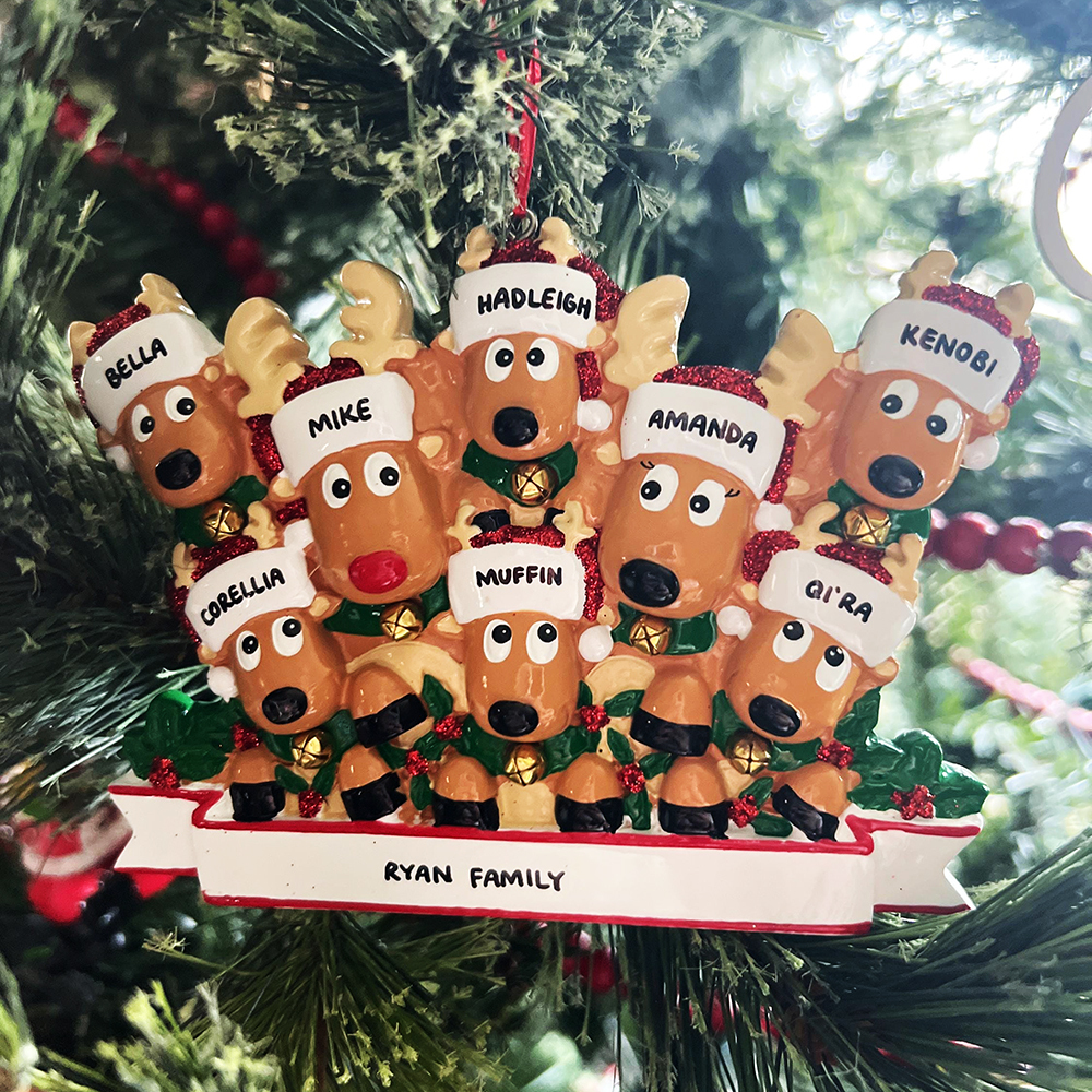 Personalised Elk Family Christmas Ornament | MCGift205