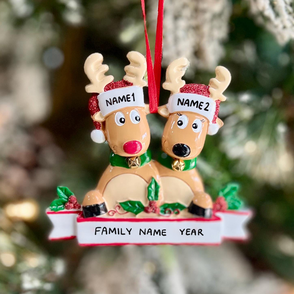 Personalised Elk Family Christmas Ornament | MCGift205