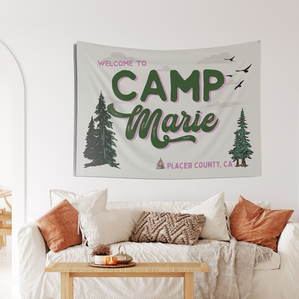 Personalized Camp Bachelorette Banner Tapestry | CWCamp03