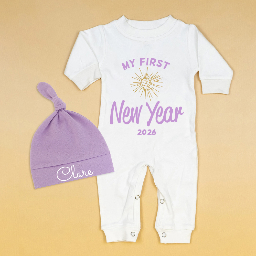 Personalized Baby 1st New Year Romper and Hat Set | CWBaby128