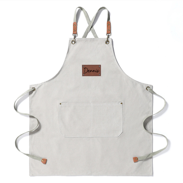 Personalized Leather Patch Canvas Apron with Pockets for Kid & Adult | Apron25
