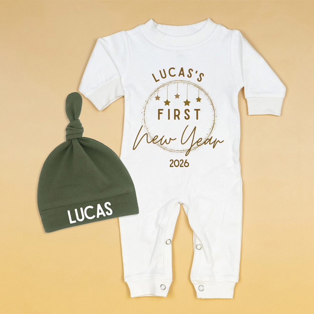 Personalized Baby 1st New Year Romper and Hat Set | CWBaby342
