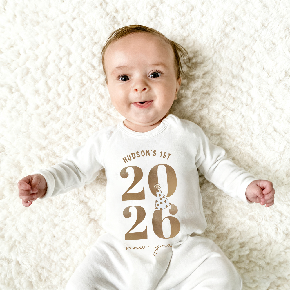 Personalized Baby 1st New Year Romper and Hat Set | CWBaby344
