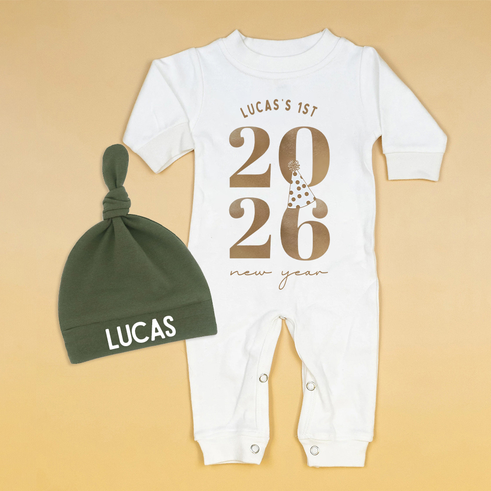 Personalized Baby 1st New Year Romper and Hat Set | CWBaby344