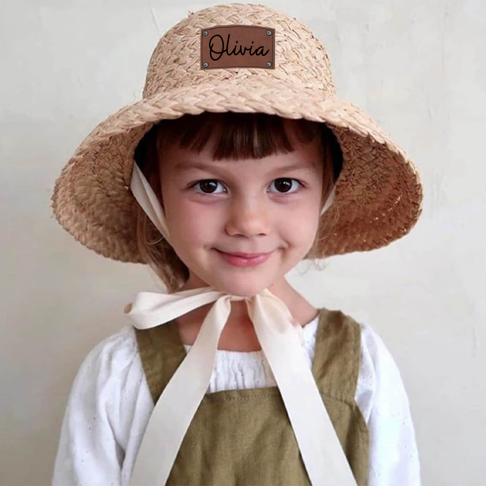 Personalized Summer Leather Patch Straw Hat for Comfort & Unique | CWBeach85