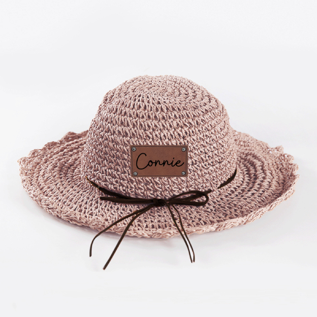 Personalized Bow Leather Patch Straw Hat for Comfort & Unique | CWBeach86