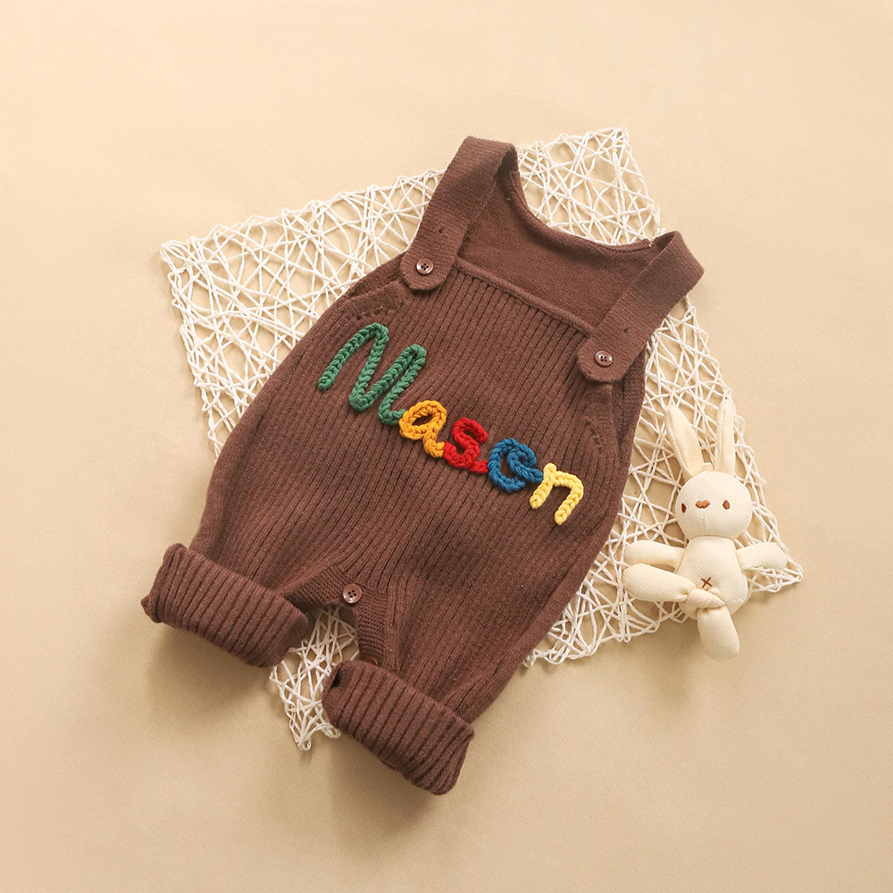 Personalized Hand Embroidered Baby Dungarees Romper | CWBaby356