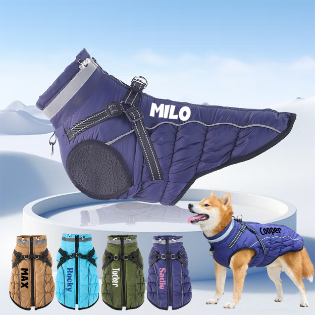 Personalized Pet Winter Warm Windproof Puffer Night-reflective suspender Jacket | BKPet266