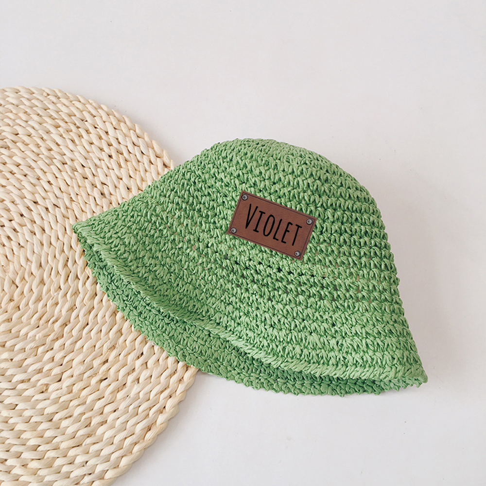 Personalized Colorful Leather Patch Straw Hat for Comfort & Unique | CWBeach86
