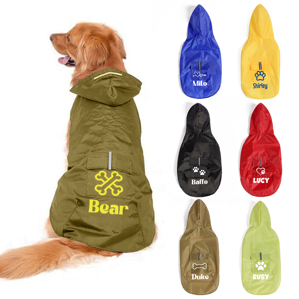 Personalized Pets Waterproof and Reflective Raincoat | BKPet270