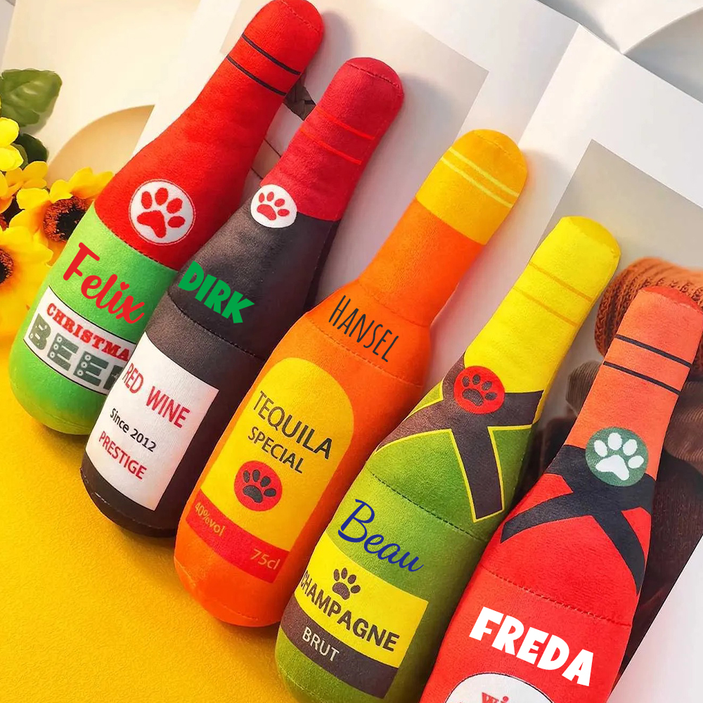 Personalized Pet Durable Wine Bottles Squeaky Toy | BKPet291