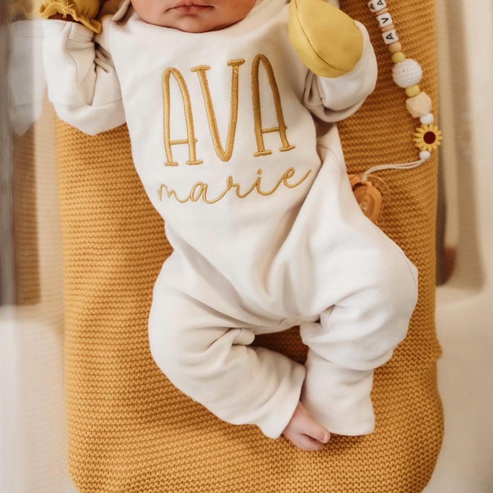 Personalized Embroidery Baby Coming Home Romper and Hat Set | CWBaby379