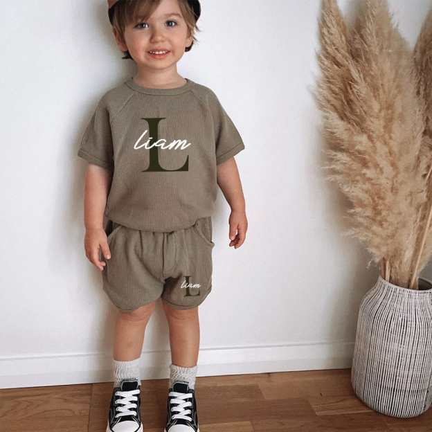 Personalized Baby waffle-knit Cozy Soft Outfit Set | CWBaby381