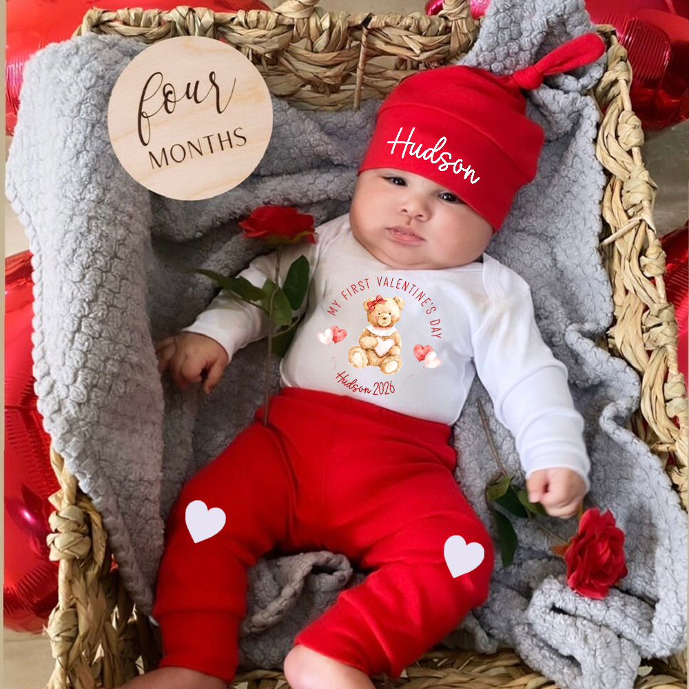 Personalized Baby 1st Valentines Day Outfit Set | ValGift04