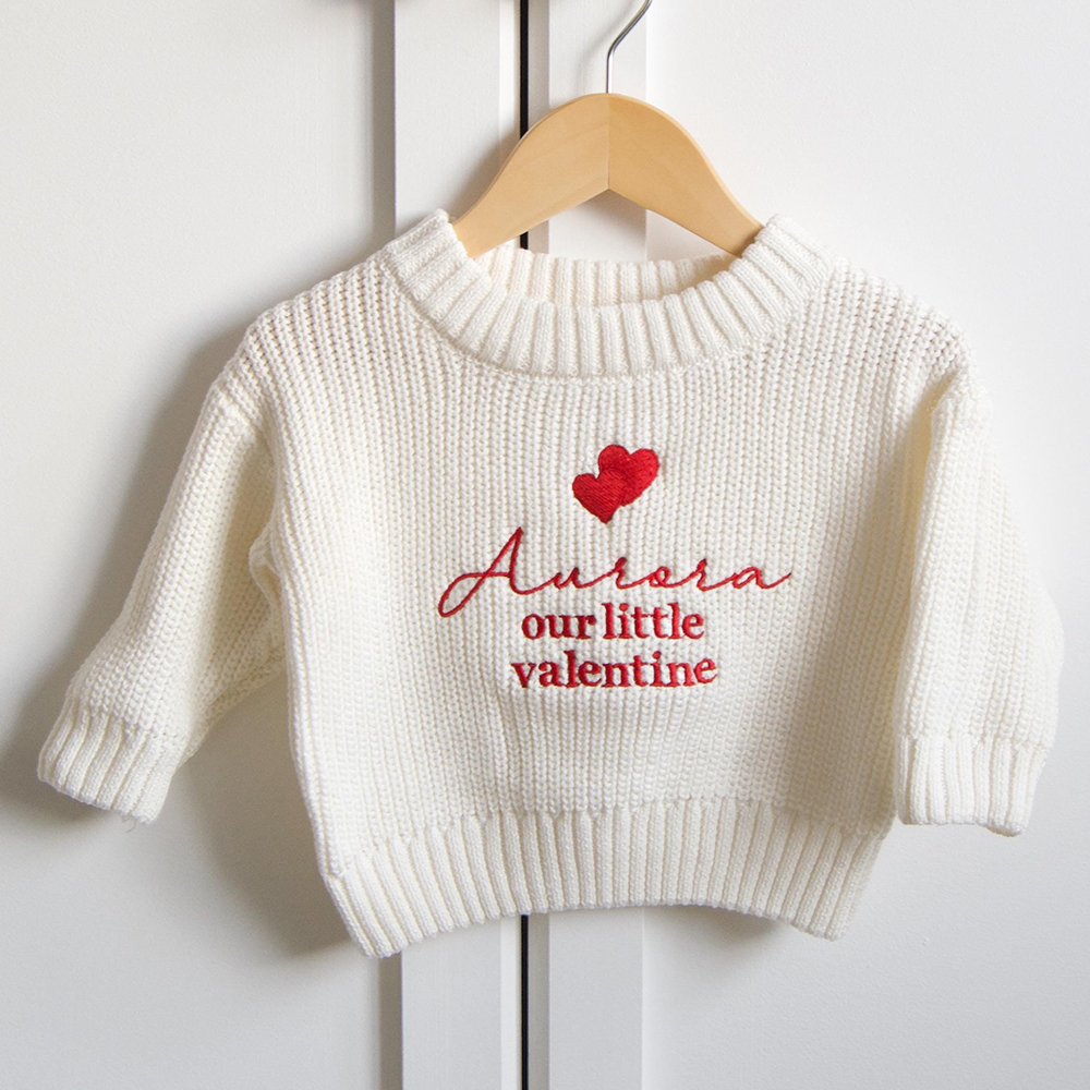 Personalized Embroidered Our Little Valentine Baby Sweater | ValGift07
