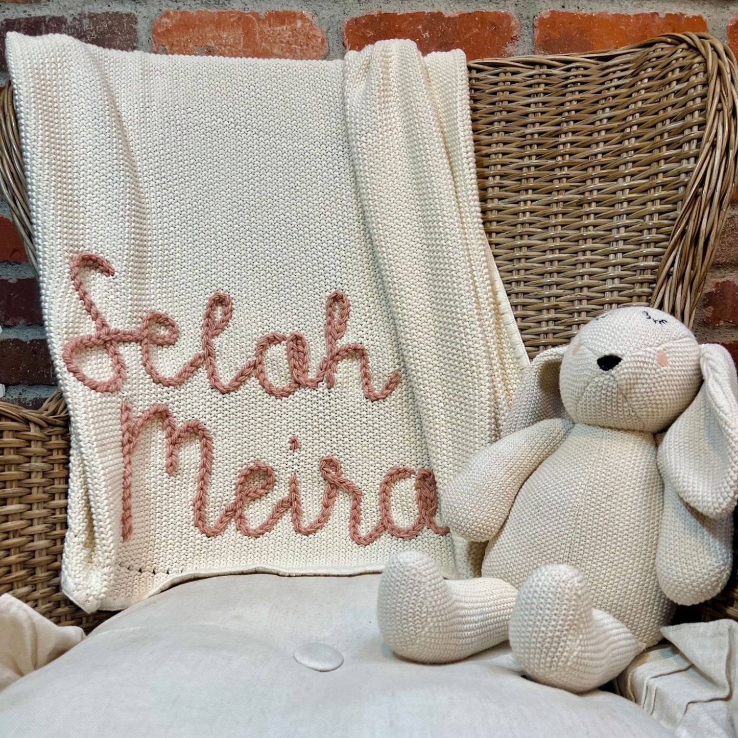 Personalized Hand Embroidered Knit Baby Blanket for Unique Gift | CWBaby52