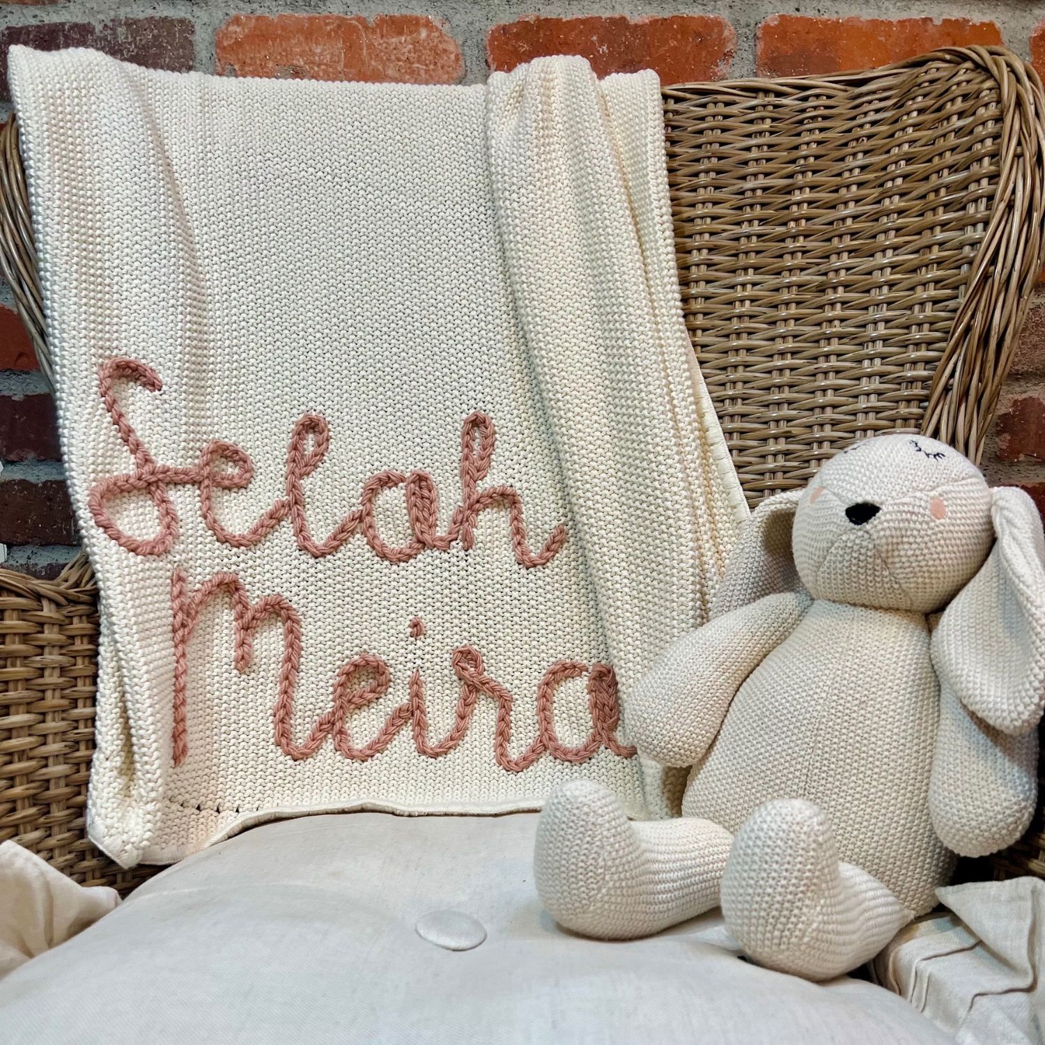 Personalized Hand Embroidered Knit Baby Blanket for Unique Gift | CWBaby52