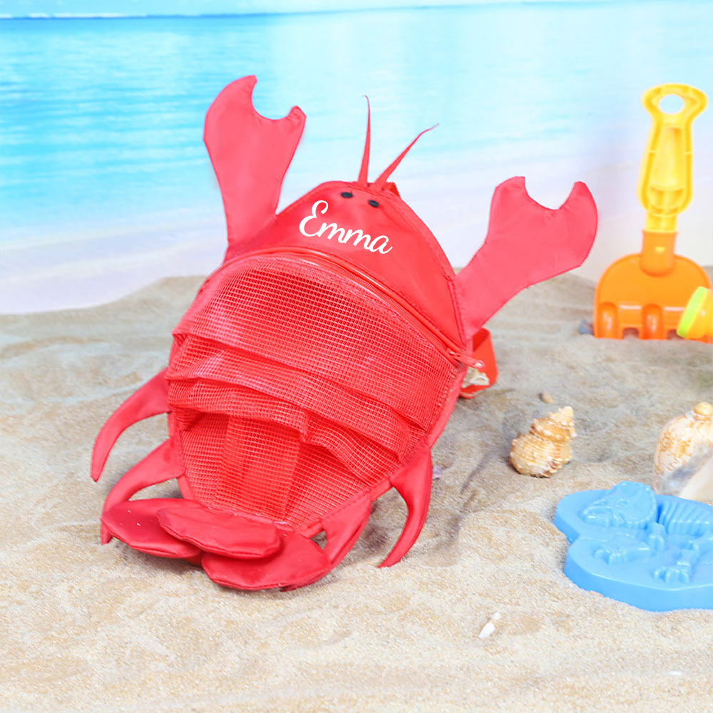 Personalized Lovely Lobster Seashell Zipper Mesh Beach Bag | CWBeach94