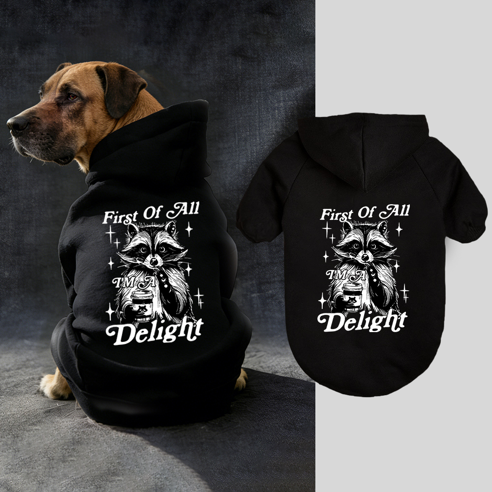 FIRST OF ALL I'M A DELIGHT Puppy Hoodie | BKPet321