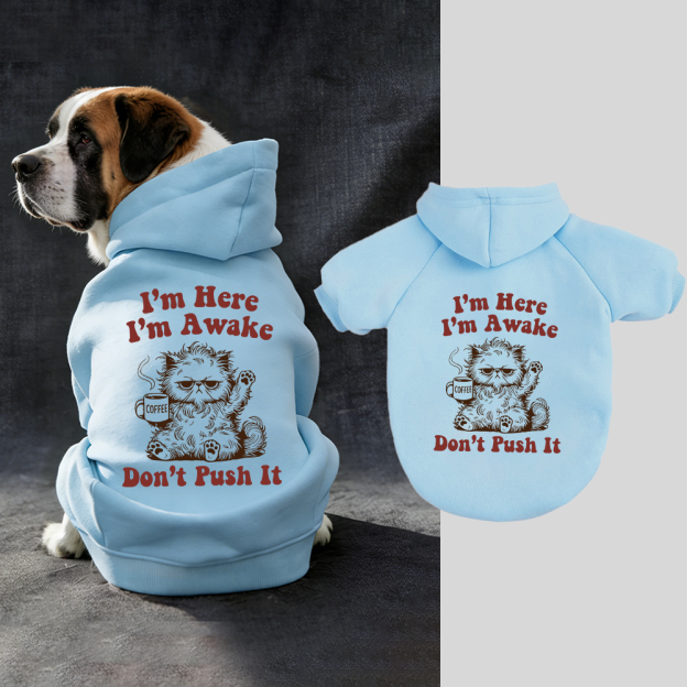 I'M HERE I'M AWAKE DON'T PUSH IT Puppy Hoodie | BKPet328
