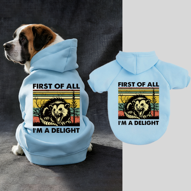 FIRST OF ALL I'M A DELIGHT Puppy Hoodie | BKPet331