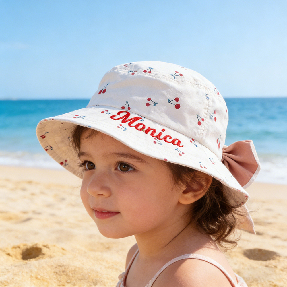 Personalized Embroidery 2-in-1 Neck Shield & Bow Sun Hat | CWBeach209