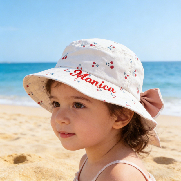 Personalized Embroidery 2-in-1 Neck Shield & Bow Sun Hat | CWBeach209