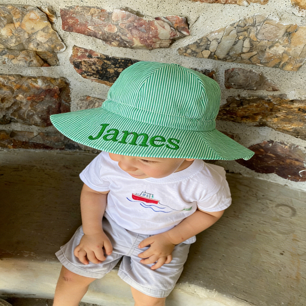 Personalized Embroidery Lovely Stripes Sun Protection Hat | CWBeach211