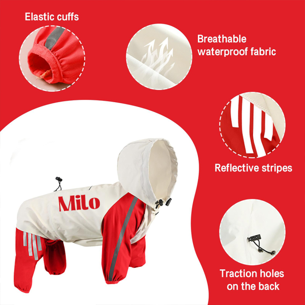 Personalized Pet Waterproof Raincoat with Hood | BKPet366