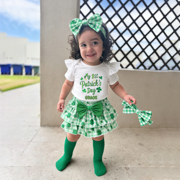 Personalized Baby Girl First St. Patrick's Day Outfit Set | CWBaby394