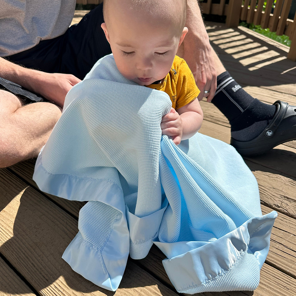 Personalized Embroidered Soft Satin Trim Waffle Baby Blanket | CWBaby397