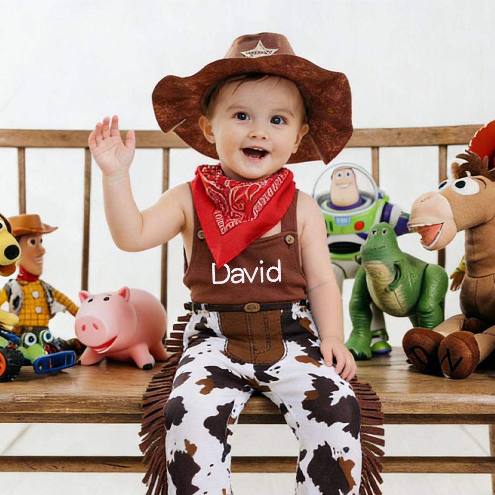 Personalized Toddler Cowboy Brown Western Rodeo Outfit Set | CWBaby400