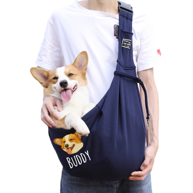 Personalized Pet Portraits Photo Hands Free Sling Carrier | BKPet390