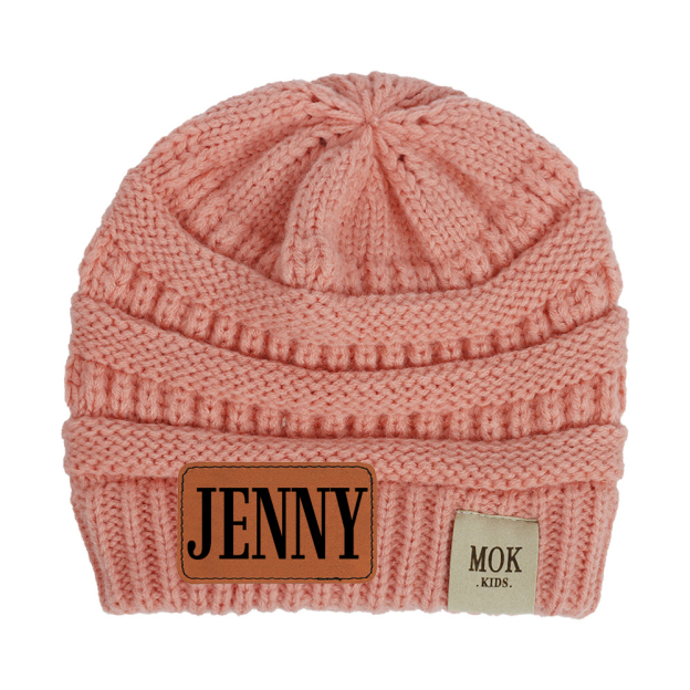 Personalized Leather Patch Kid Beanie for Comfort & Unique | HSKid29