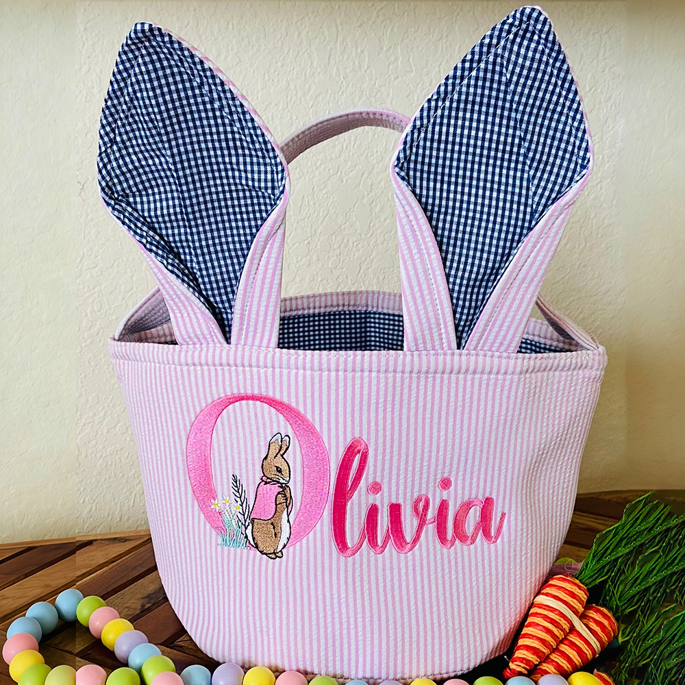 Personalized Embroidered Easter Bunny Basket | CWEaster85