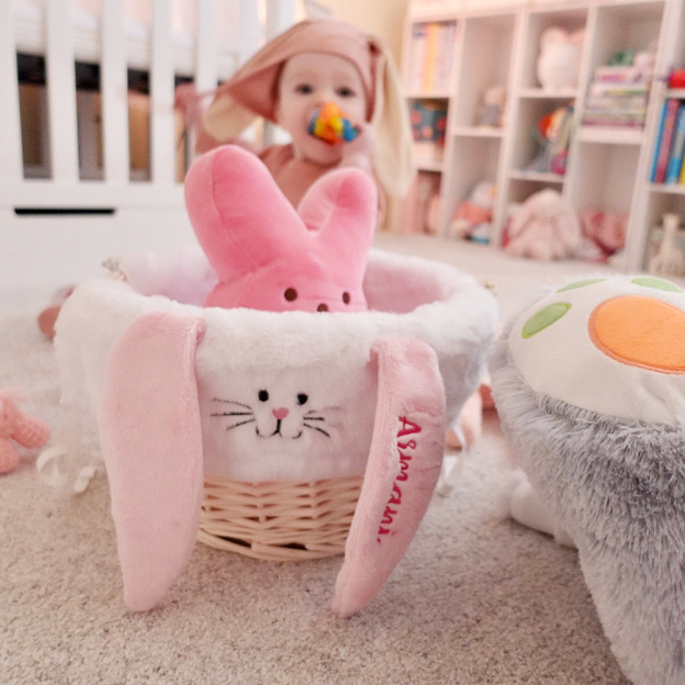 Personalized Embroidered Easter Bunny Basket Liner (Not Include Basket) | CWEaster86