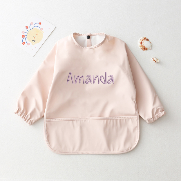 Personalised Baby Long Sleeve Waterproof Color Bib  | CWBaby61