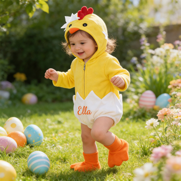 Personalized Easter Chicks Hatching Egg Romper with Shose | CWBaby433