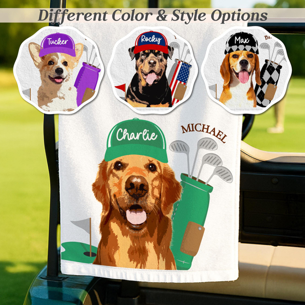 Personalized Pet Portrait Golf Towel For Golf Lover | CWGift36