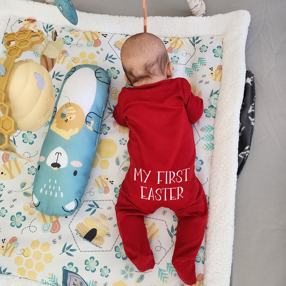 Personalized Baby First Easter Cozy Soft Long Sleeve Romper | CWEaster91