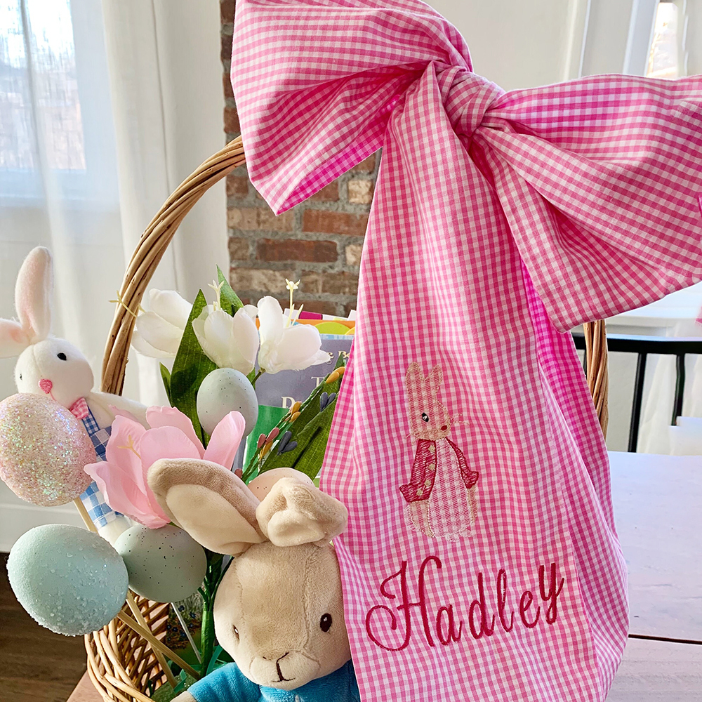 Personalized Embroidery Cotton Easter Basket Sash | CWEaster93