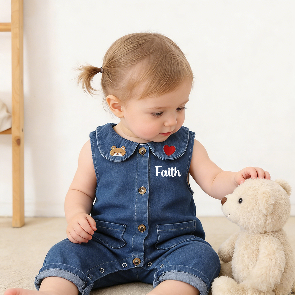 Personalized Baby Lovely Cozy Denim Overalls | CWBaby455
