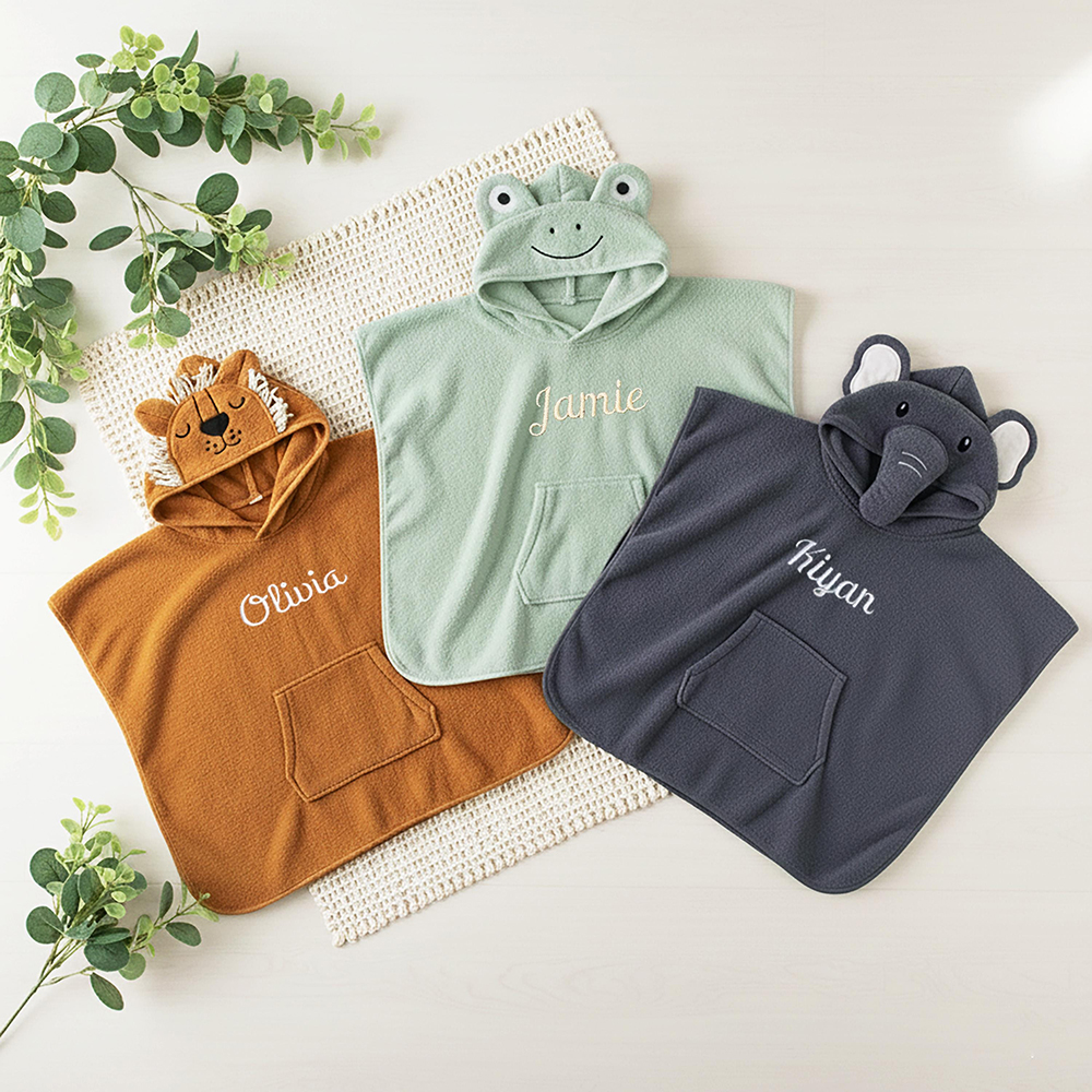 Personalized Embroidery Animal Hooded Baby Towel | CWBaby457